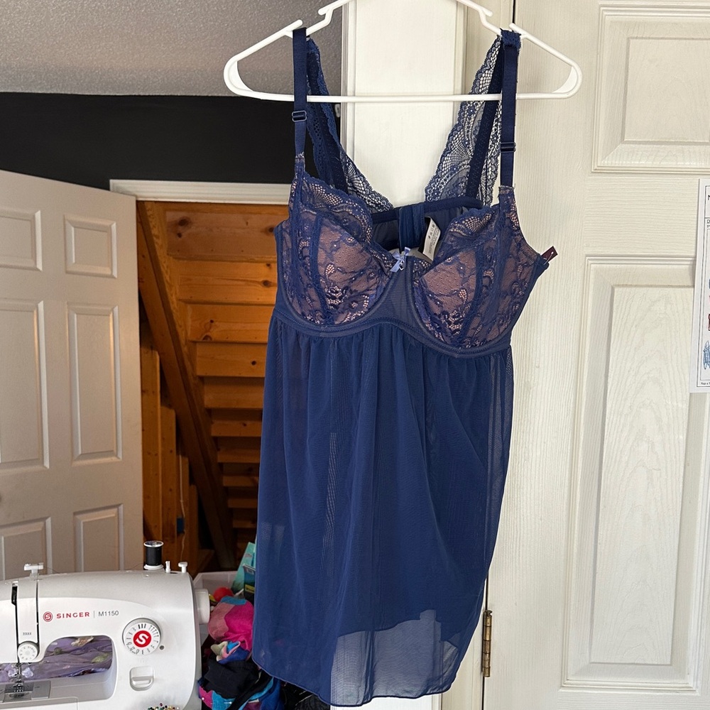 Adore Me Midnight Blue Lace Chemise